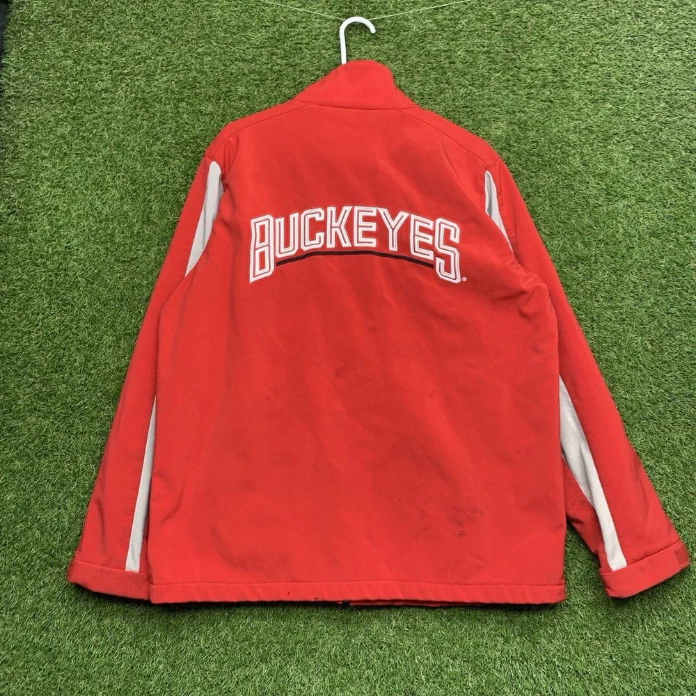 Ohio State Buckeyes Jacket Mens Large 58 Sports Red & Grey Therma Fit OSU Sports